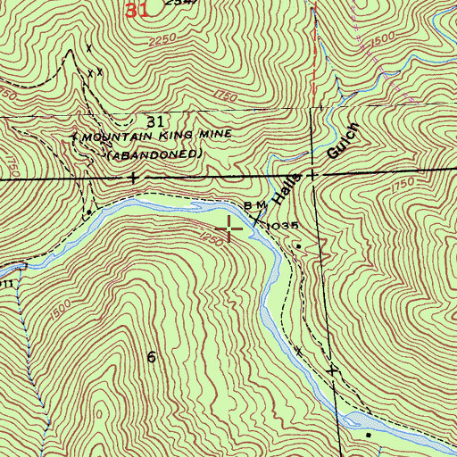 Topographic Map of Halls Gulch, CA