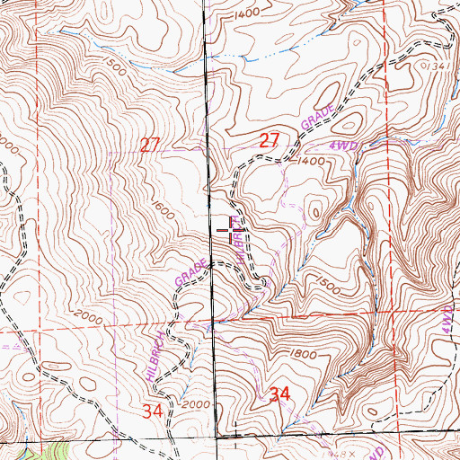 Topographic Map of Hilbrich Grade, CA
