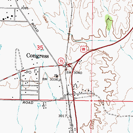 Topographic Map of Congress Junction, AZ