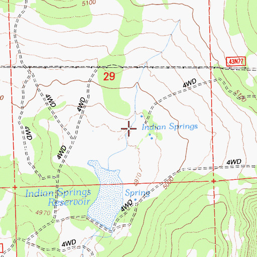 Topographic Map of Indian Spring, CA