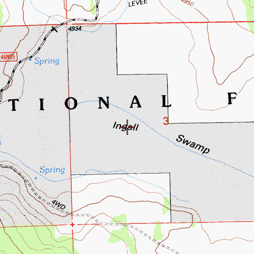 Topographic Map of Ingalls Swamp, CA