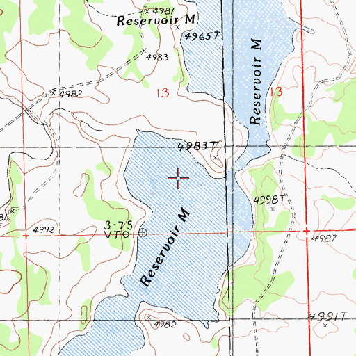 Topographic Map of Reservoir M, CA