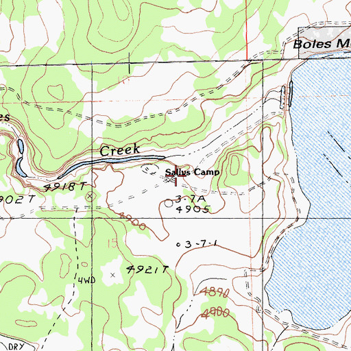Topographic Map of Sallys Camp, CA