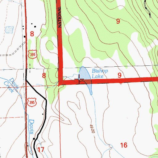 Topographic Map of Bishop Lake, CA
