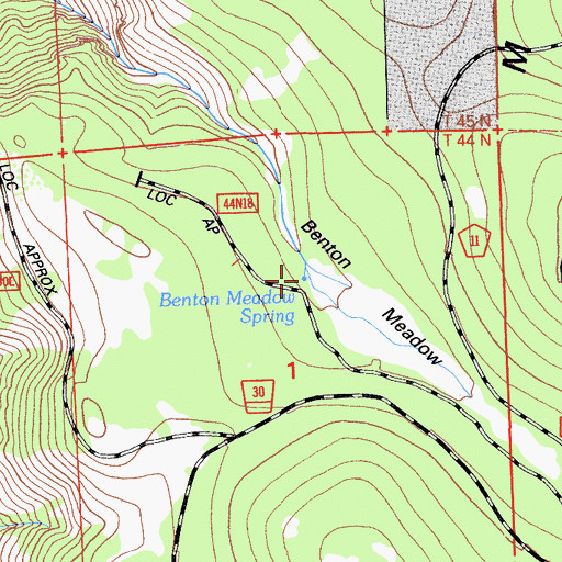 Topographic Map of Benton Meadow Spring, CA