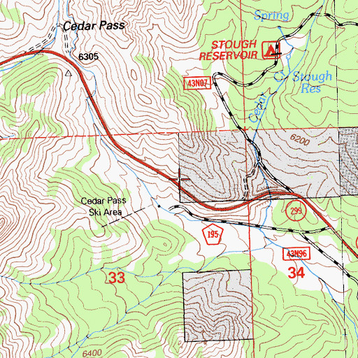 Topographic Map of Cedar Pass Ski Area, CA