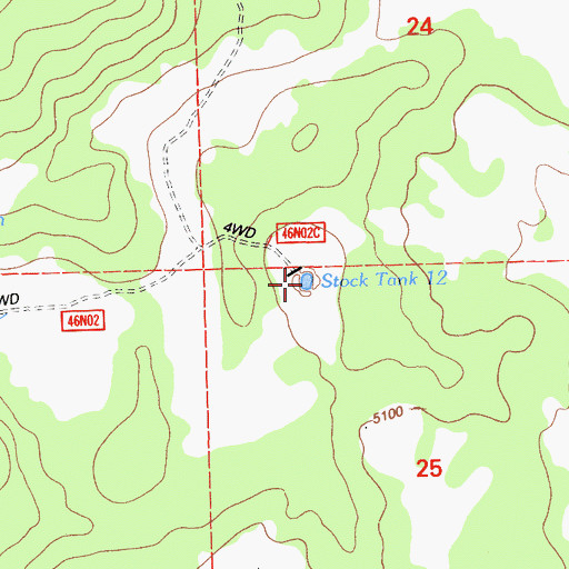 Topographic Map of Stock Tank 12, CA