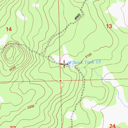 Topographic Map of Stock Tank 13, CA
