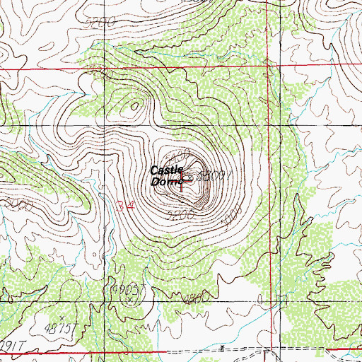 Topographic Map of Castle Dome, AZ