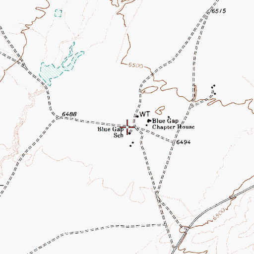Topographic Map of Blue Gap, AZ