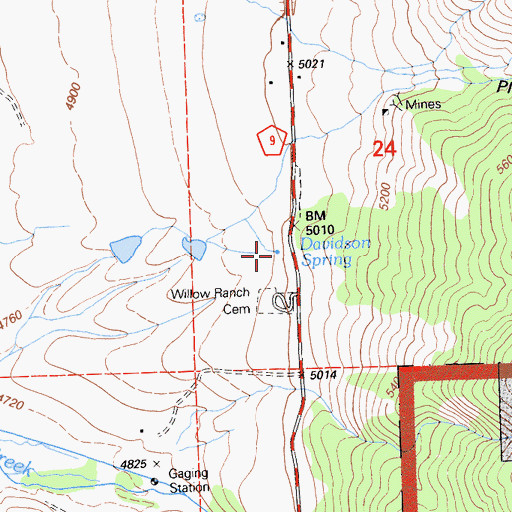 Topographic Map of Davidson Spring, CA
