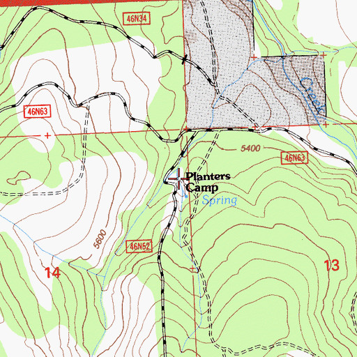Topographic Map of Planters Camp, CA