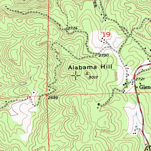 Topographic Map of Alabama Hill, CA