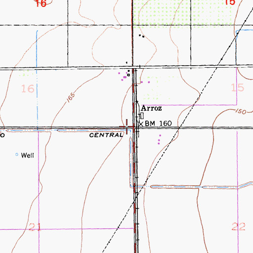Topographic Map of Arroz, CA