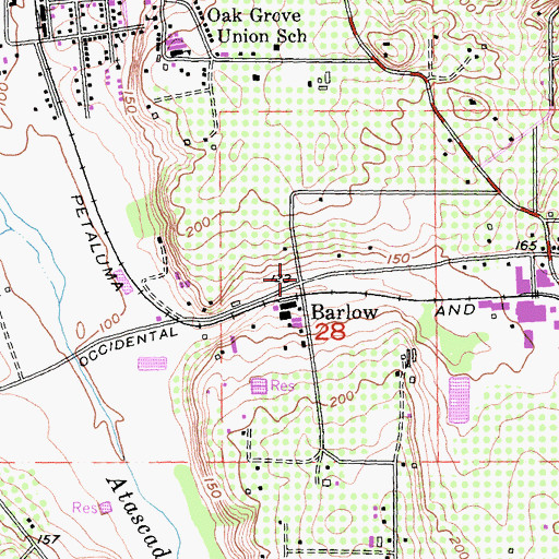 Topographic Map of Barlow, CA