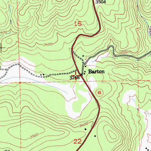 Topographic Map of Barton, CA