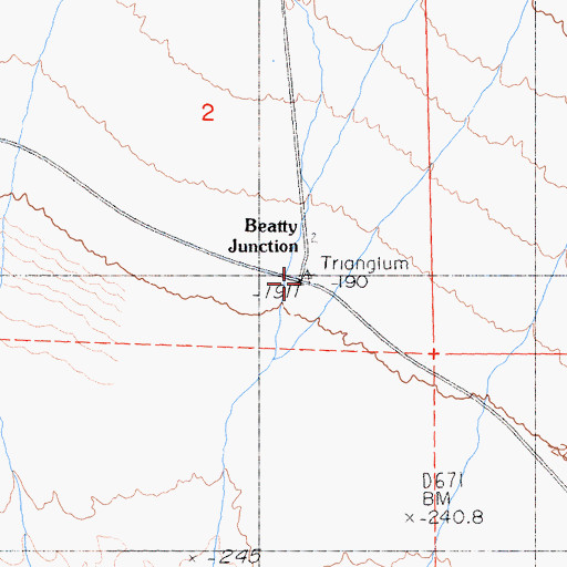 Topographic Map of Beatty Junction, CA