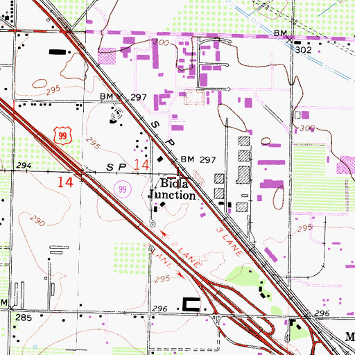 Topographic Map of Biola Junction, CA