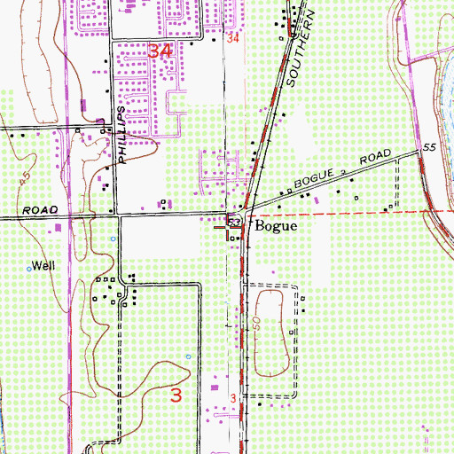 Topographic Map of Bogue, CA