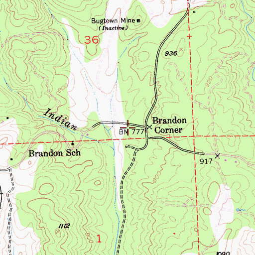 Topographic Map of Brandon Corner, CA