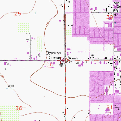 Topographic Map of Browns Corner, CA