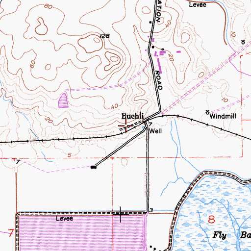 Topographic Map of Buchli, CA
