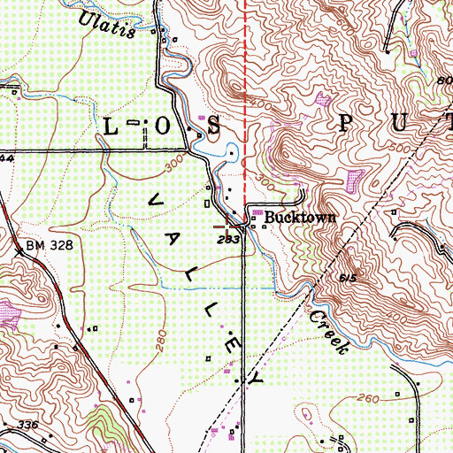 Topographic Map of Bucktown, CA