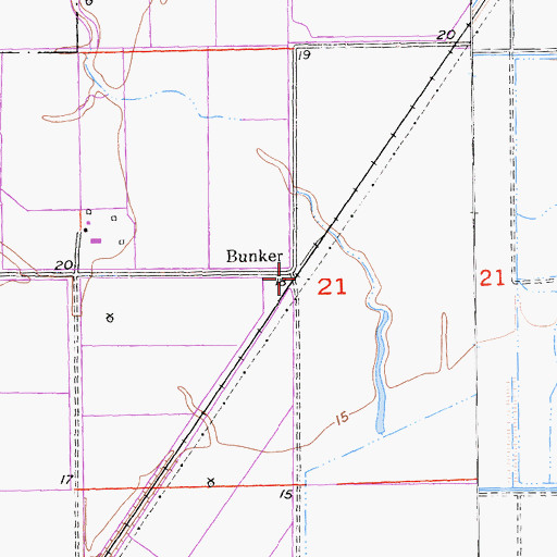 Topographic Map of Bunker, CA
