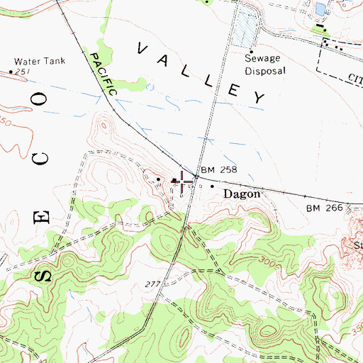 Topographic Map of Dagon, CA
