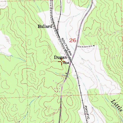 Topographic Map of Dugan, CA