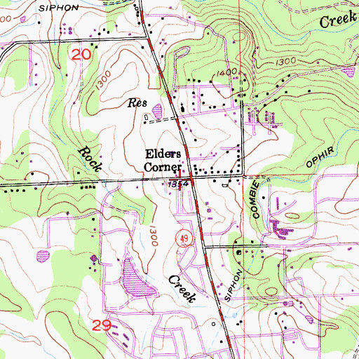 Topographic Map of Elders Corner, CA