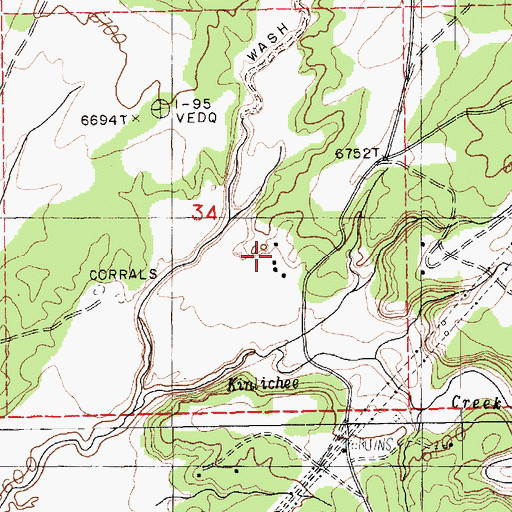 Topographic Map of Kinlichee, AZ