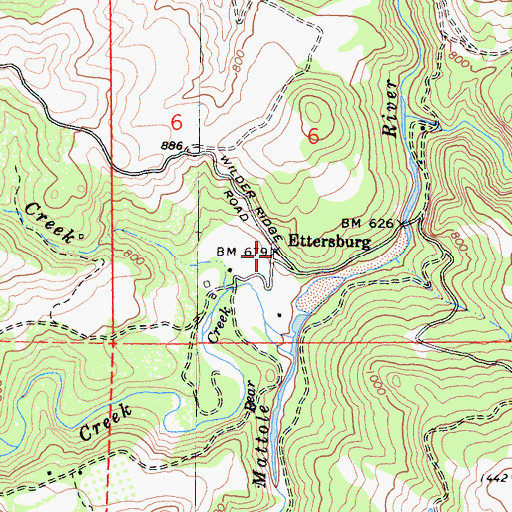 Topographic Map of Ettersburg, CA
