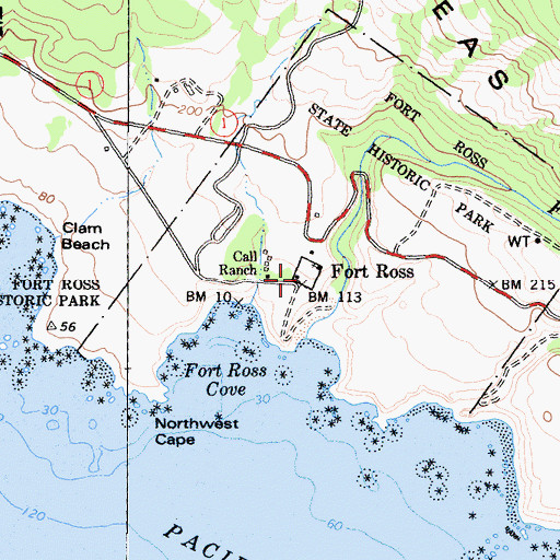 Topographic Map of Fort Ross, CA