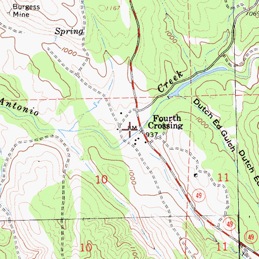 Topographic Map of Fourth Crossing, CA