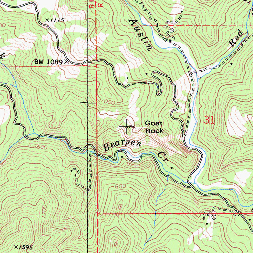 Topographic Map of Goat Rock, CA