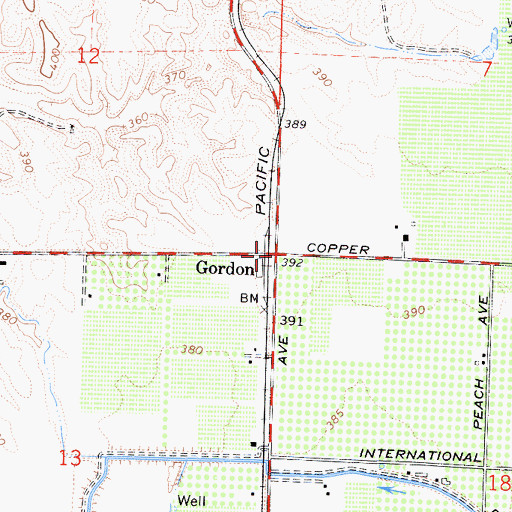 Topographic Map of Gordon, CA