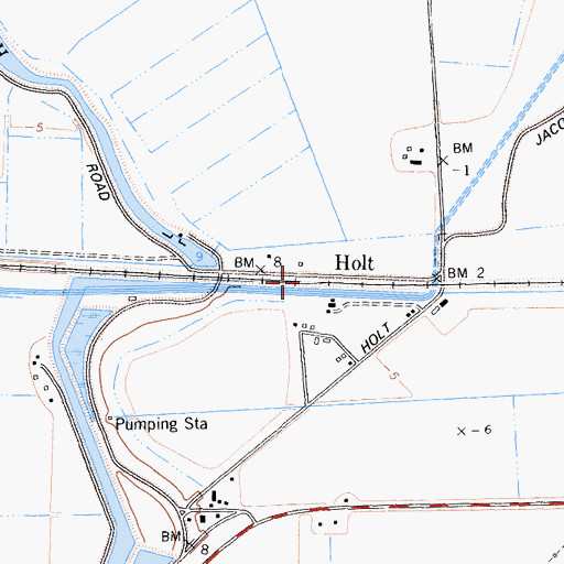 Topographic Map of Holt, CA