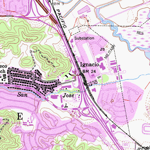 Topographic Map of Ignacio, CA