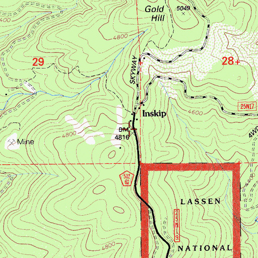 Topographic Map of Inskip, CA