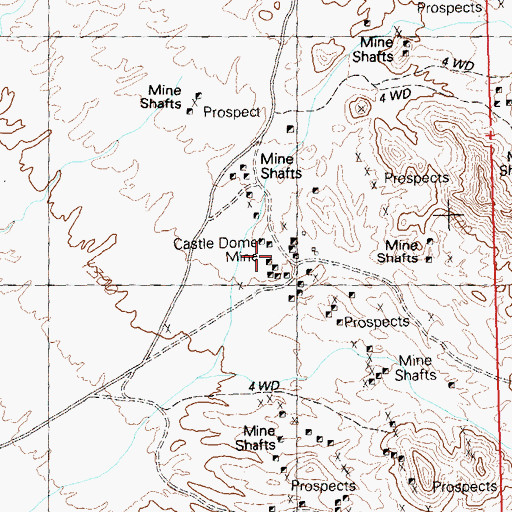 Topographic Map of Castle Dome Mine, AZ
