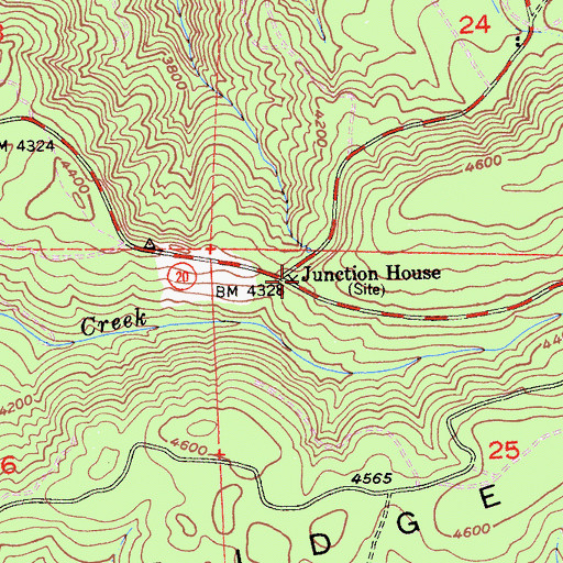 Topographic Map of Junction House, CA