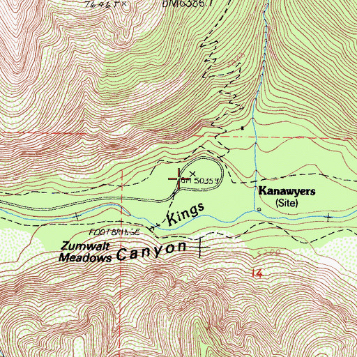 Topographic Map of Kanawyers, CA