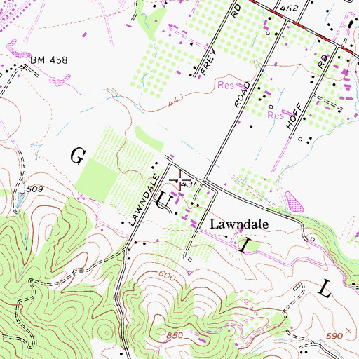 Topographic Map of Lawndale, CA