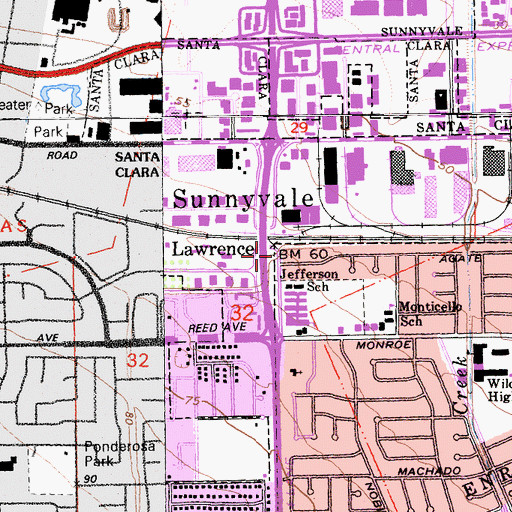 Topographic Map of Lawrence, CA