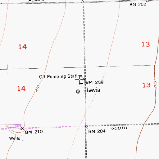 Topographic Map of Levis, CA