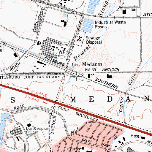 Topographic Map of Los Medanos, CA
