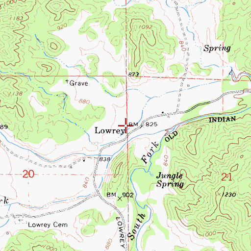 Topographic Map of Lowrey, CA