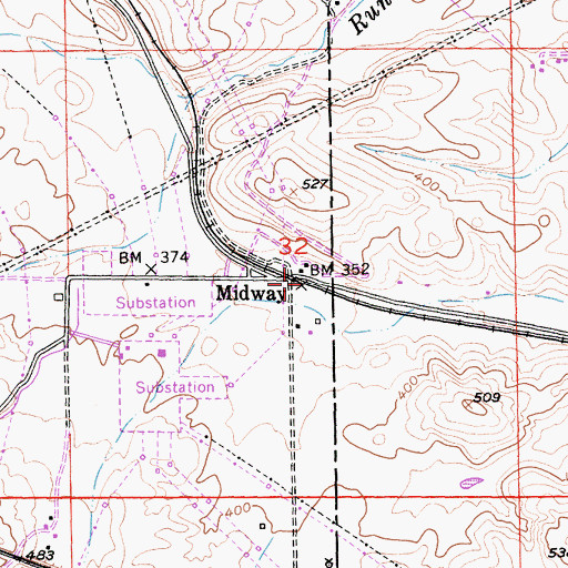 Topographic Map of Midway, CA