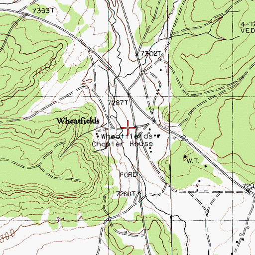 Topographic Map of Wheatfields, AZ